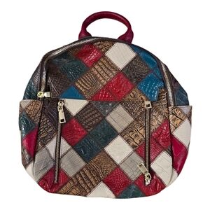 Cobbler Legend Colorful Patchwork Leather Backpack Retro Purse Bag